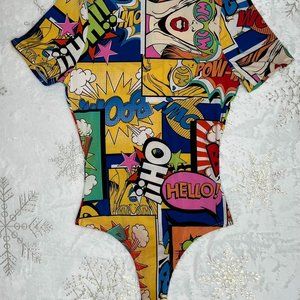 Comic Mock Neck Bodysuit